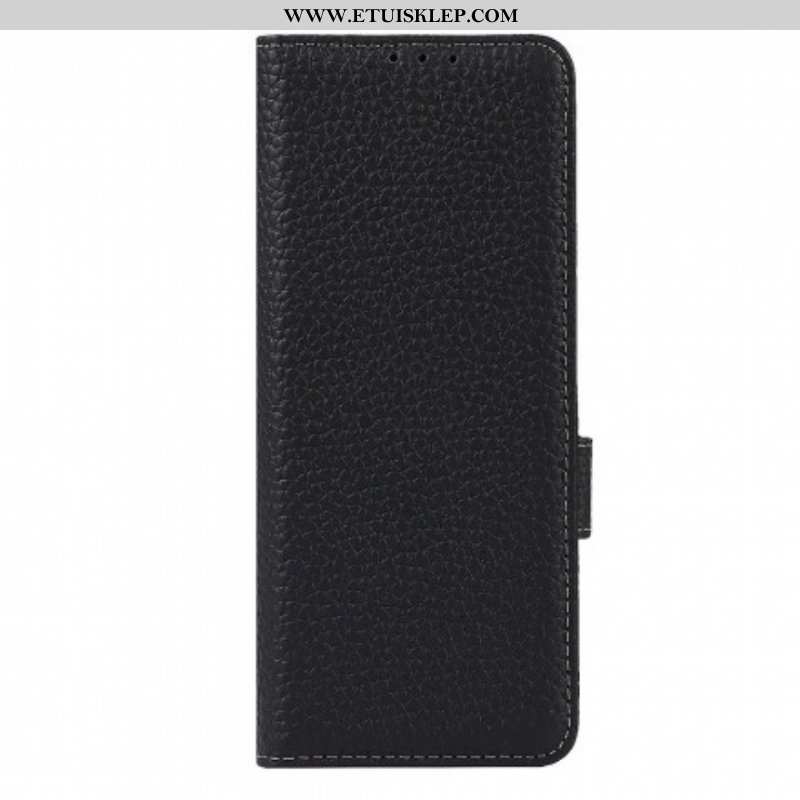 Etui Folio do Samsung Galaxy Z Fold 3 5G Prawdziwa Skóra Litchi